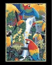 Parrots Tropical Toucan Fabric Wall or Quilt Top Panel 100 Cotton Springs
