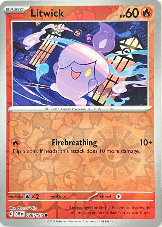 Pokemon - Litwick - 036/197 - Obsidian Flames - Rev Holo - NM/M
