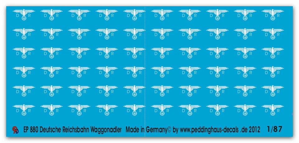 Peddinghaus Decals 1/87 0880 Deutsche Reichsbahn Waggonadlern Blanc Pression