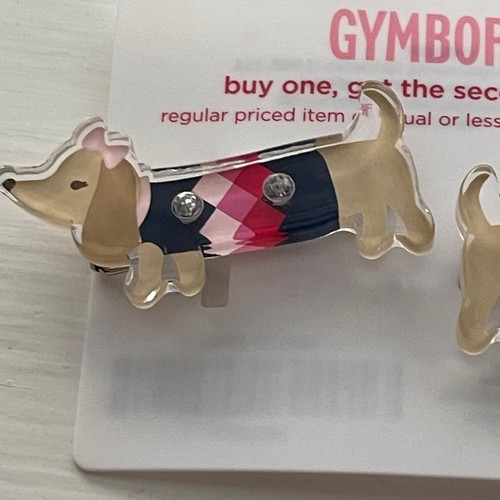 Gymboree Girls Dachshund Sweater Hair Clips New - Picture 3 of 4