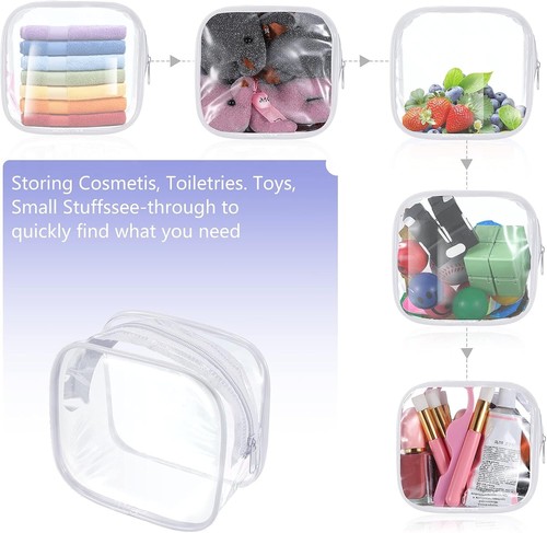 6 Pcs Mini Clear PVC Travel Toiletry Bags Waterproof Organizers for Makeup - Picture 4 of 8