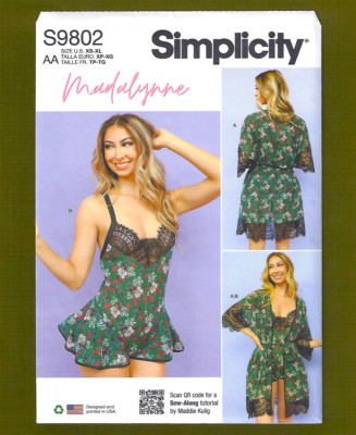 NEW Misses Teddy Lingerie & Robe Sewing Pattern (Sizes XS-XL) Simplicity 9802
