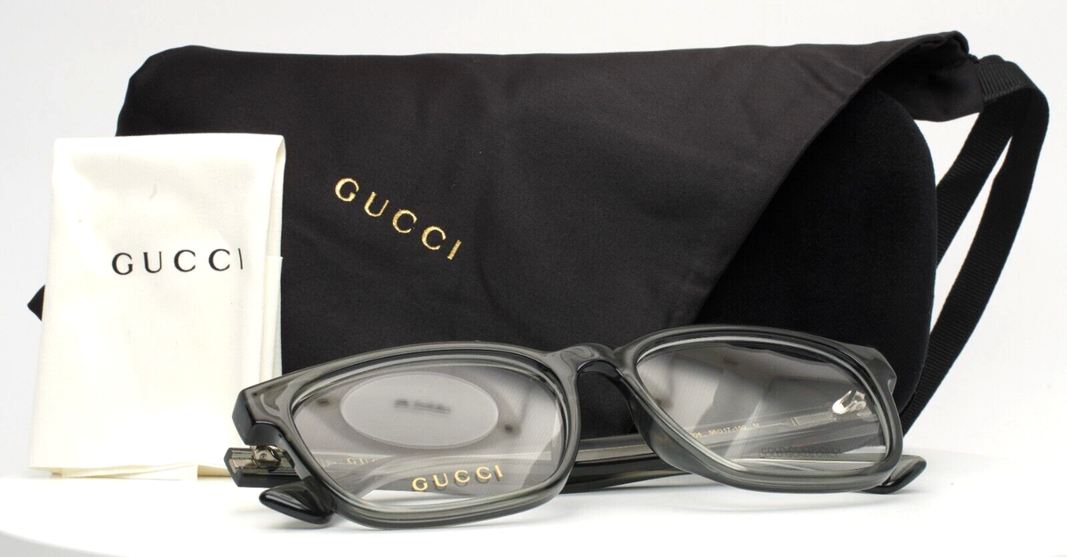 GUCCI GG0749OA 004 Grey Transparent Mens Square Eyeglasses
