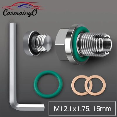 #ad M12.1x1.75 15mm Oversize Piggyback Oil Drain Plug Self Tapping Thread Repair $14.99