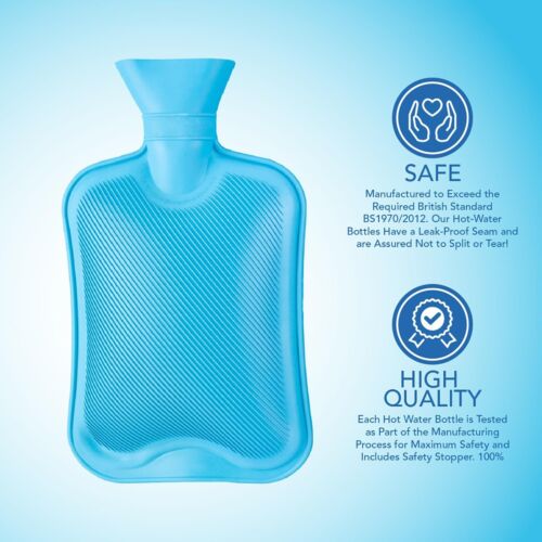 2PCS 2L Natural Rubber Hot Water Bottle Winter Heat Therapy Pain Relief Warmer U - Picture 20 of 26
