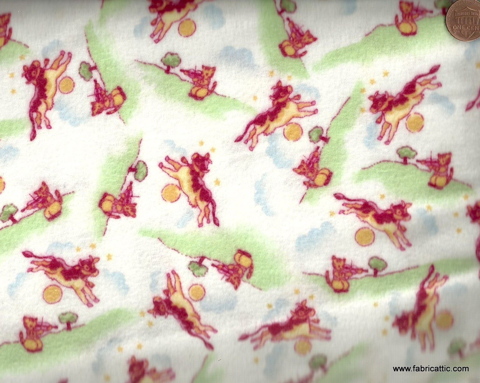 So sweet so soft Nursery rhymes cows moon children's flannel RJR fabric