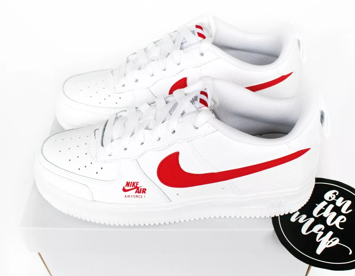 Nike Air Force 1 AF1 GS Utility Reflective White Red Swoosh UK 4 5 6 7 US  New