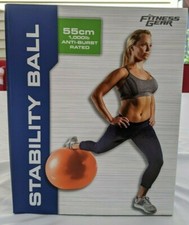 Fitness Gear Premium Stability Ball SM 55cm ORANGE With Dual Action Hand Pump
