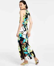 RACHEL Rachel Roy Crisscross Halter Maxi Dress Large Black Bloom XS