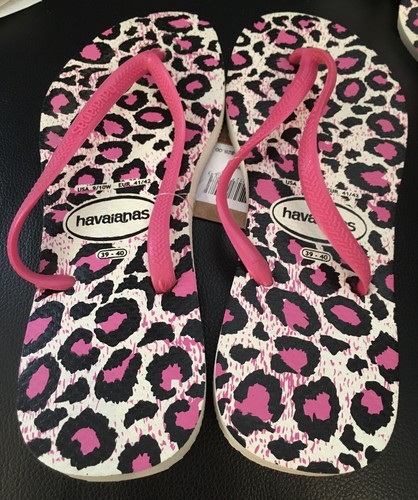 Havaianas Para Mujer Talla 39-40 Slim Flip Flop Sandalias Zapatos Leopardo  Rosa Nuevo | eBay