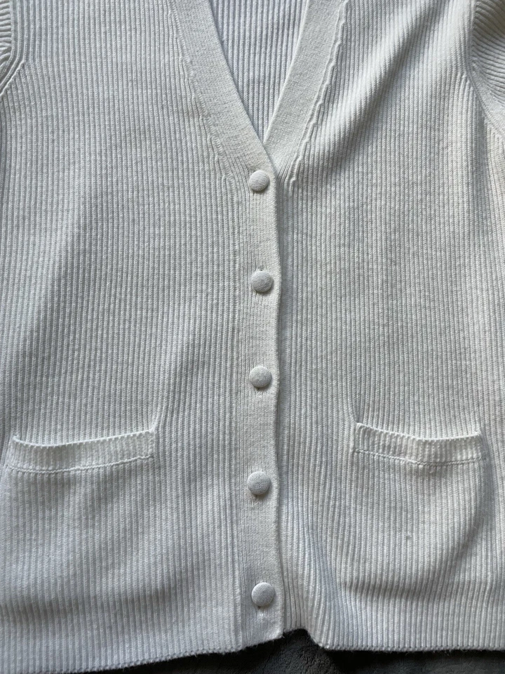 Винтажный Yarnworks кардиган женщин свитер размер XL слоновой кости карманы громоздкий дедушка папа - Изображение 4 из 4