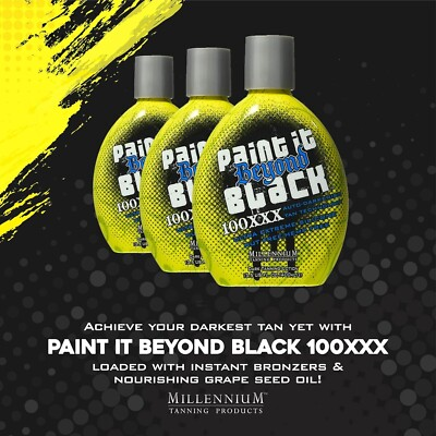 #ad 3 Millennium Tanning PAINT IT BEYOND BLACK 100x Bronzer Tanning Bed Lotion $68.95