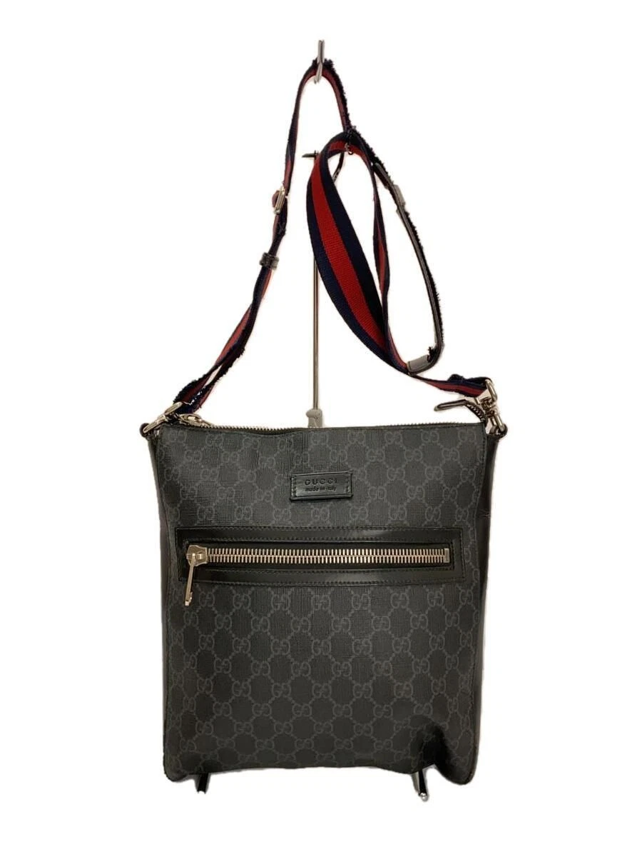 Sac bandoulière GUCCI GG Supreme toile messager PVC noir 474137 Occasion