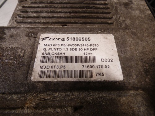 CENTRALINA MOTORE FIAT GRANDE PUNTO 51806505 - Foto 3 di 3