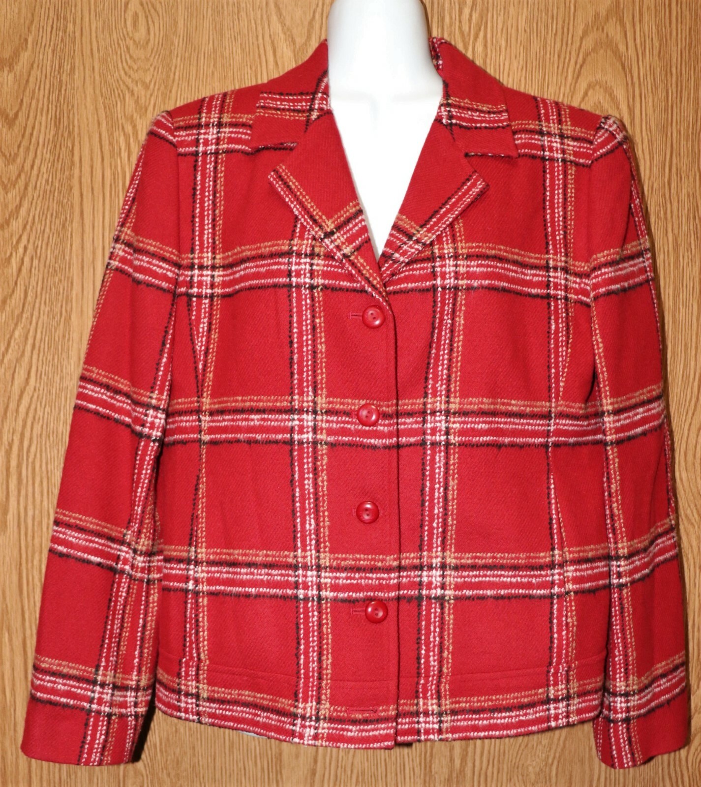 ALTRA Giacca blazer donna rosso nero requisiti misto lana taglia 8 ottimo