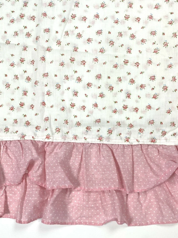 Raro Juego de Cortinas Vintage 9 Piezas Cortinas con Volantes Country Shabby Chic Floral Años 70 Rosa Foto 3 de 4