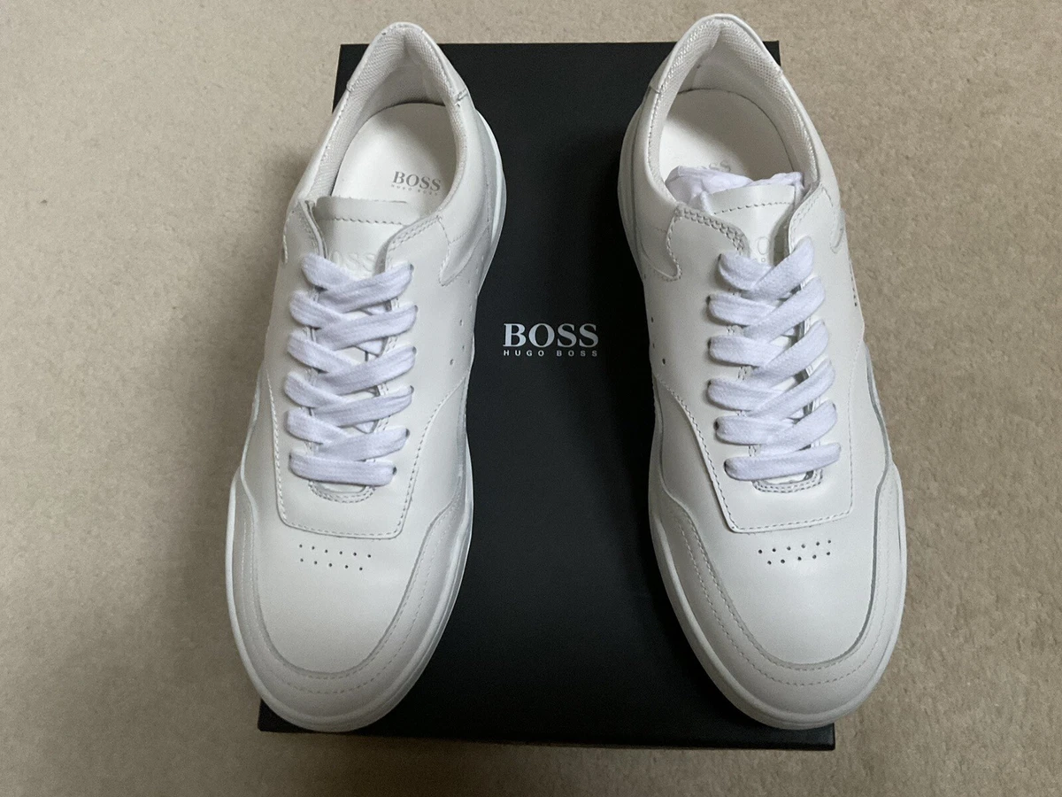 Mens boss white trainers discount