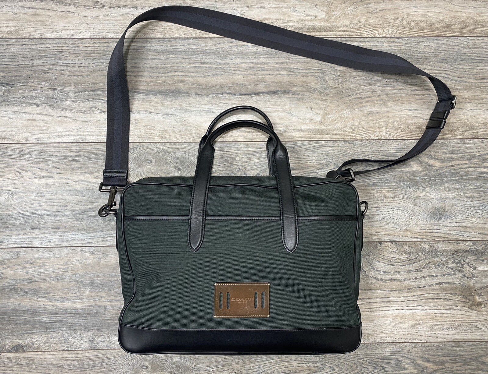 Coach Royal Green Messenger Bag Brief Canvas/Leather … Gem