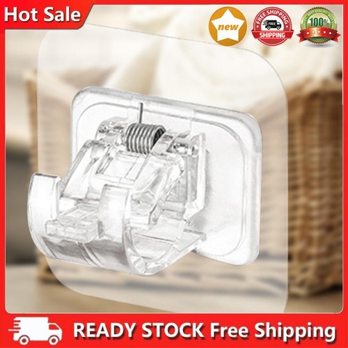 2pcs Curtain Rod Clamp Hooks Waterproof Punchfree Wall Hook for