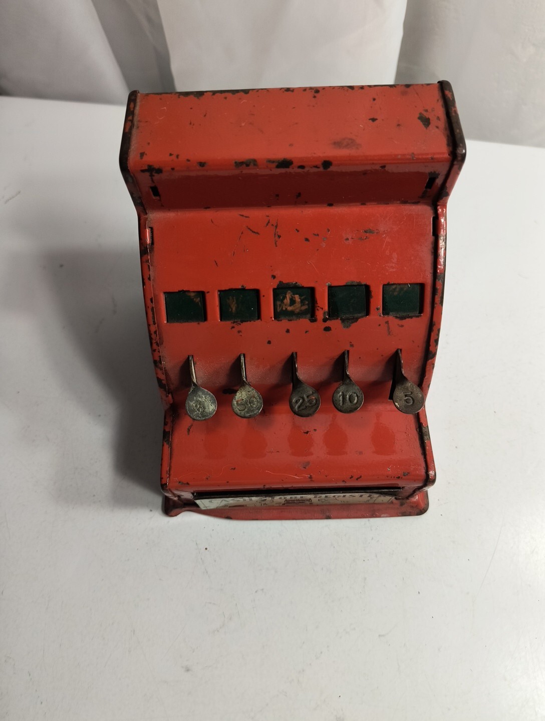 как выглядит Vtg Durable Toy And Novelty Co. Cash Register Red Metal фото
