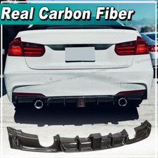 Fit for BMW F30 F35 320i M-Sport 12-18 REAL Carbon Rear Bumper Diffuser W/Light