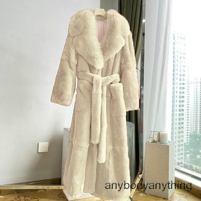 Winter Black Long Faux Fur Coat Sleeve Plus Size Fake Mink Fur