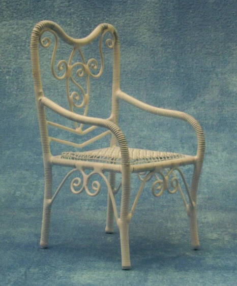 DOLLS HOUSE EMPORIUM Dolls House DF573 Stuhl in Korboptik metall weiss 1:12 für Puppenhaus