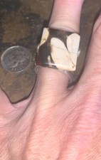 Natural Peanut Wood Jasper Square cut 925 Solid Sterling Silver Ring Sz 8