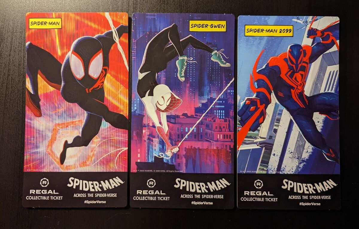 Set of 3 Double Sided Spider-Man Across the Spiderverse Collectible Ticket