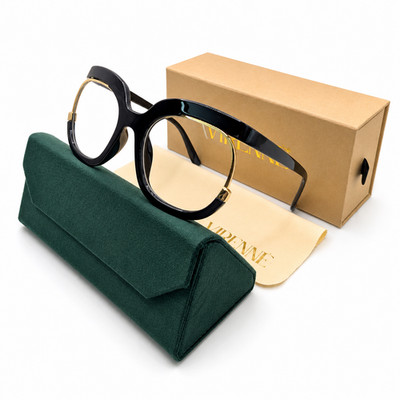 Übergroße Brille klare Gläser großes Gestell Vintage Retro Mode Geschenkset VIRENNÉ