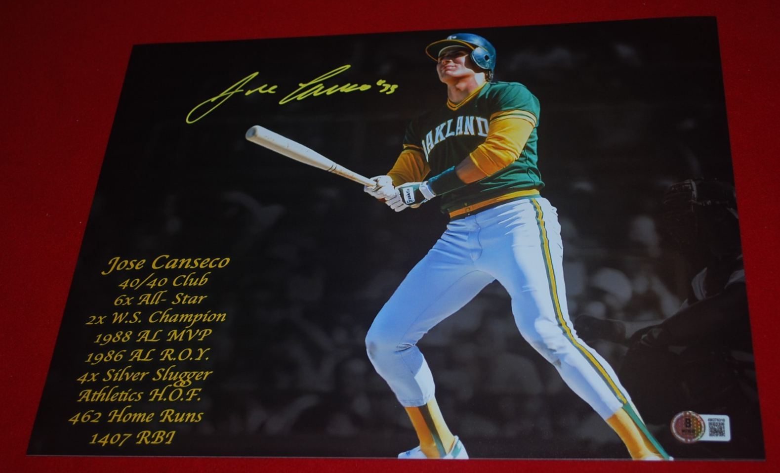 Tony LaRussa Autographed Signed Oakland Athletics JOSE CANSECO 11X14 PHOTO BECKETT WITNESSED COA 4W278310 
