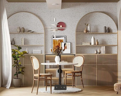 Waterproof Beige Grasscloth Wallpaper - Removable Self-Adhesive Decorative Roll - Picture 7 of 11