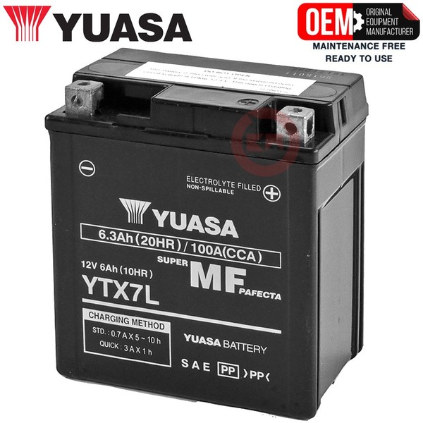 Batterie YTX7L-BS Yuasa Original Versiegelt Derbi Senda R Baja 4T 125 2006-2009-image