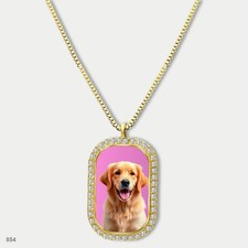 New Cute Golden Retriever Dog Fashion Pendant Necklace Chain Photo Dog Tag Chain