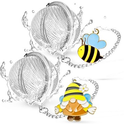 2 Pack Tea Infuser for Loose Leaf Tea with Gnome & Honey Bee Charms - 304 Sta...