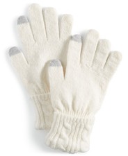 Style  Co Shine Cable Knit Tech Gloves in Ivory