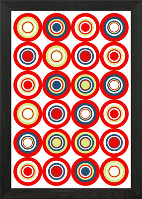 Abstrakte minimal konzentrische Kreise gerahmtes Wandbild Poster Leinwanddruck Bild