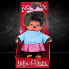 8" Large Monchhichi Doll - Girl Pretty in Pink - Authentic Monkey Plush, NWT