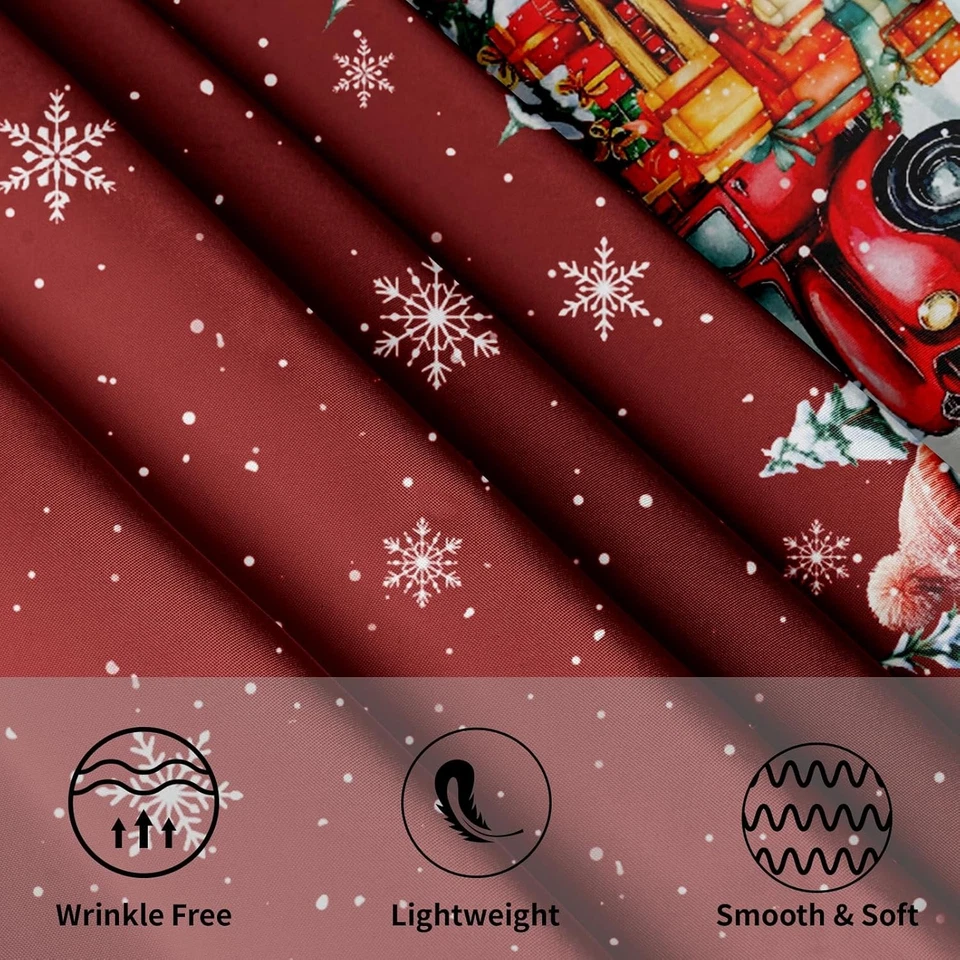 1 Pack 60” Christmas Round Tablecloth, Red Snowman Truck, Home Christmas Decor - Image 3 of 4