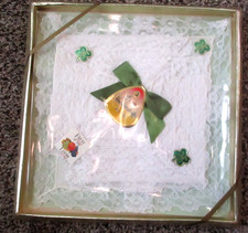 VINTAGE 3 LADIES FULL SIZE HANDKERCHIEFS IRISH LINEN LACE FRUIT OF THE LOOM -NIB