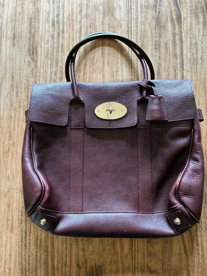 Mulberry Leather Bayswater  Bag Aubergine Colour  Genuine Authentic, photo 2 of 5