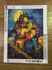 Completed Colorful Homes Under The Night Sky Diamond Art Painting 12  x 15.75  