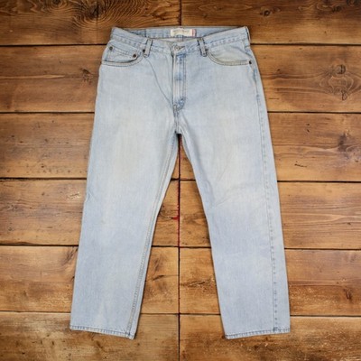 Levis 505 Jeans 35x29 Herren Blau Regular Straight Light Stonewash Denim