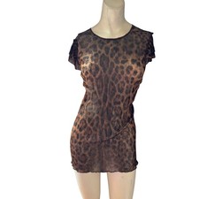Vintage Dolce & Gabbana Leopard Print Mesh Top Dress IT 46 US 10