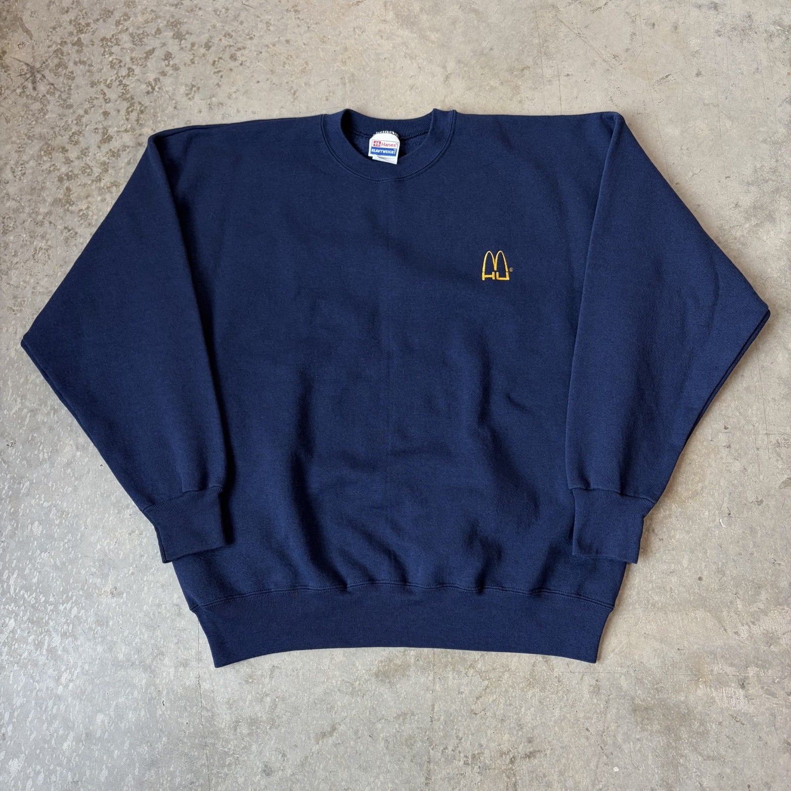 Vintage 90s McDonalds Employee Sweatshirt Blue Crewneck Logo Fast Food Size XL