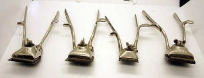 Set of 4, Vintage HAIR CLIPPERS, O.M. Mfg Racine WI, ACE by Allover Mfg, And