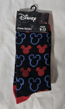 Disney Mickey Mouse heads Novelty Crew Socks Unisex Adult Size 9-13 New