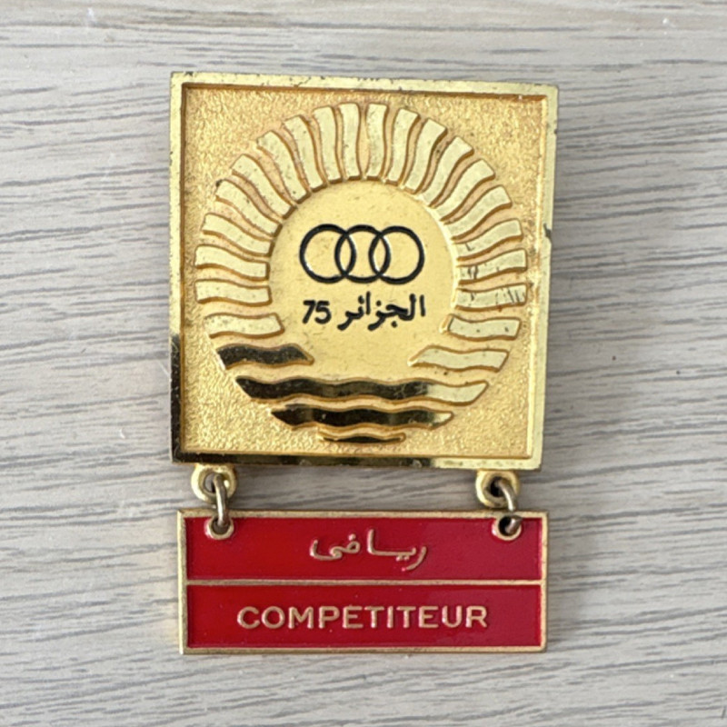 1975 Algeria Pan Arab Games Competitor Badge Pin Algiers Vintage Sports Medal