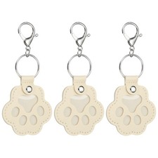 Pet Fur Storage Keychain, Leather Dog Fur Keepsake, Cream, 3 Pcs 