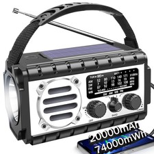 Emergency Radio, 20000mAh/74000mWh Weather Radio, Solar Hand Crank Radio with...
